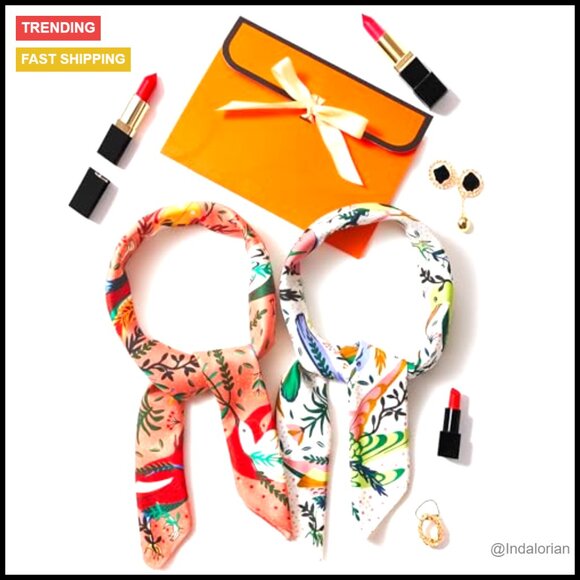 Silk-Like Square Head Scarf Boho Chic Versatile Hair Wrap 35 Inch - Picture 6 of 7